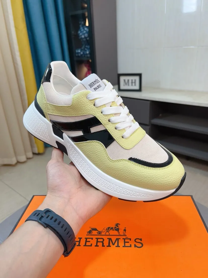 Men's shoes💰580🌸🌸【HERMES】Hermès high-end quality original shoe upper: 🔝tumbled calfskin, suede calfskin, shoe body sewn H totem, outsole: ultra-light TPU foam·rubber; two-color molded outsole, ultra-high quality control·fine workmanship: highlighting (high-end·luxury·grade) 38-44 (45 can be customized)